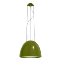 Green modern pendant lamp with a sleek dome shape and minimalist cable design. Ideal for contemporary decor.