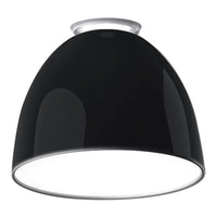 Sleek black pendant lamp with a glossy finish and minimalist design, featuring a white inner shade.