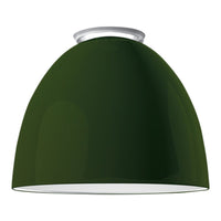 Green dome pendant lamp with a glossy finish and white interior, perfect for modern decor.