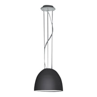 Sleek black pendant lamp with a smooth dome shape and modern cable design, perfect for contemporary decor.
