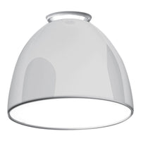 Glossy white pendant lamp with a sleek dome shape and minimalistic design, ideal for modern interiors.