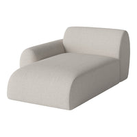 Light beige chaise lounge with a smooth, textured fabric and minimalist design. Perfect for modern interiors.