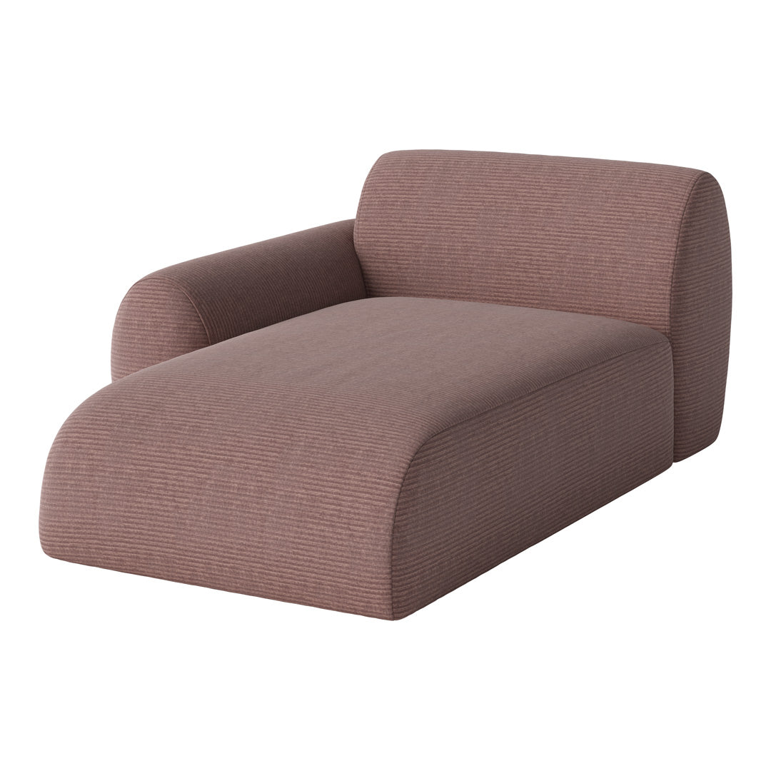 Brown striped chaise lounge with a modern, minimalist design and smooth texture. Ideal for stylish interiors.