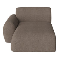 Brown textured fabric chaise lounge with a contemporary design and soft, curved edges for modern decor.
