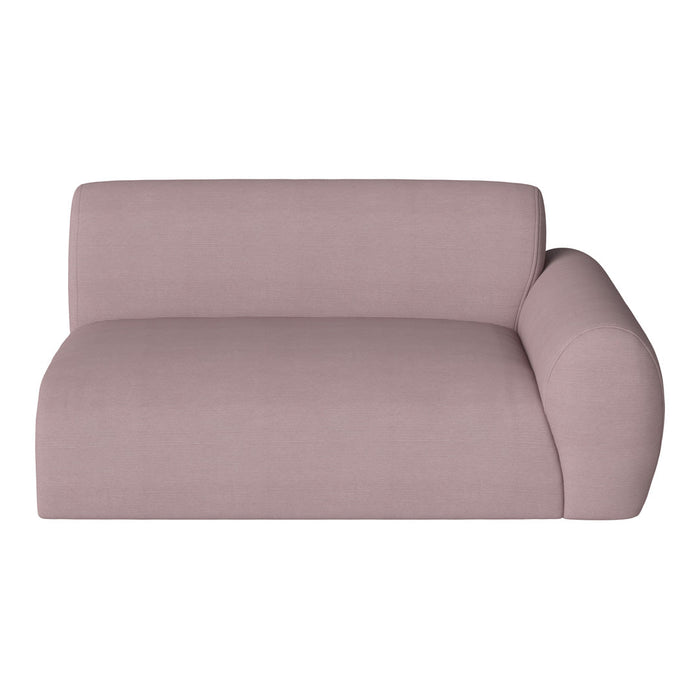 Soft mauve sofa with a smooth texture and minimalist design, perfect for modern decor.