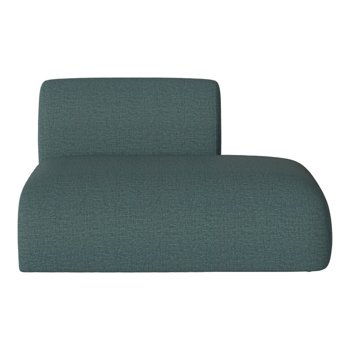 Teal green chaise lounge with a subtle textured pattern, perfect for modern living spaces.