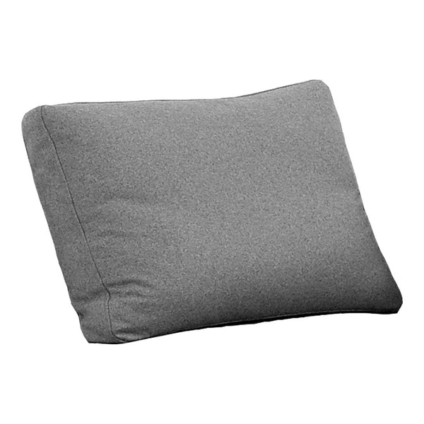 Gray, textured throw pillow with a minimalist design, perfect for modern decor.