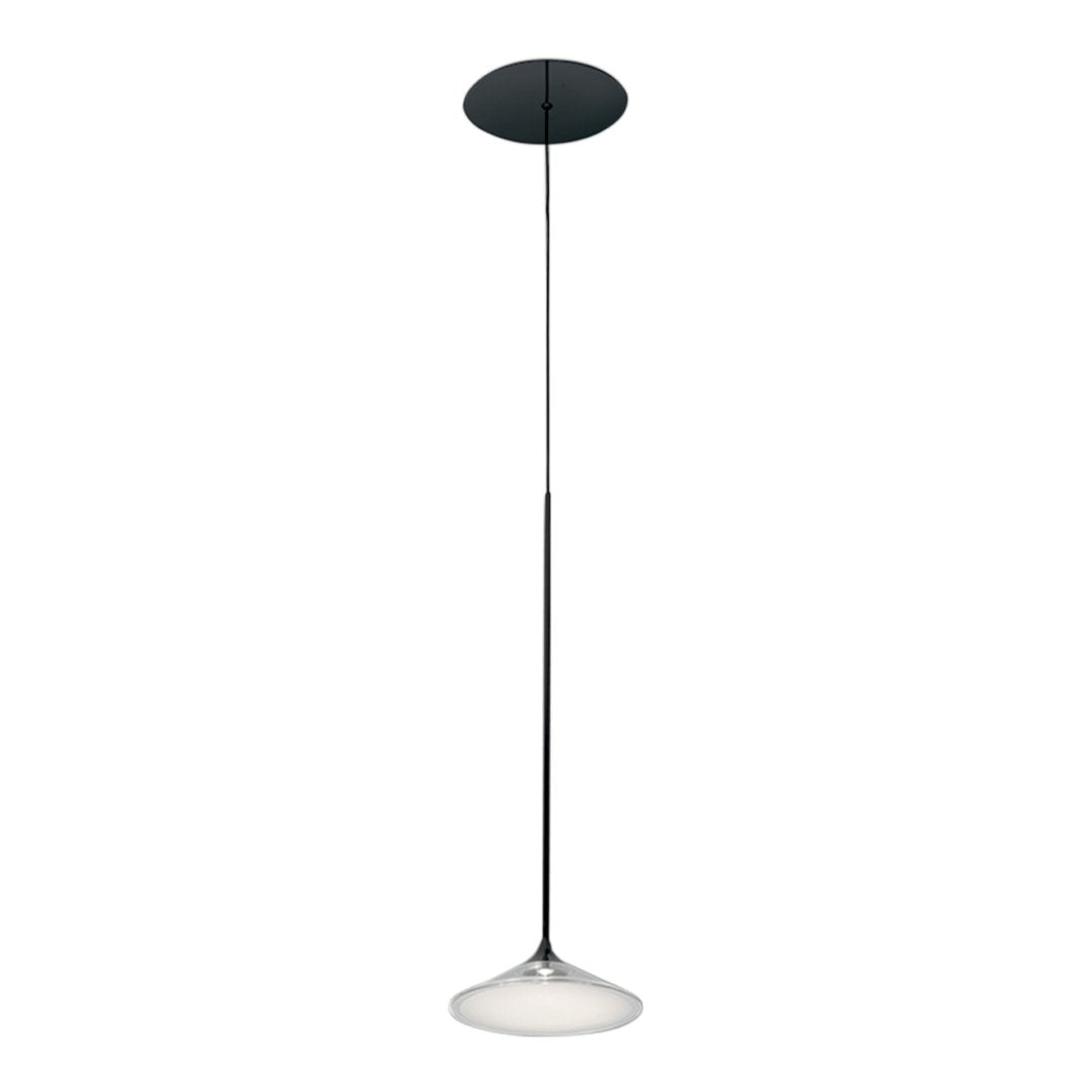 Sleek black and white pendant light with a modern, minimalist design and a smooth finish. Ideal for contemporary decor.