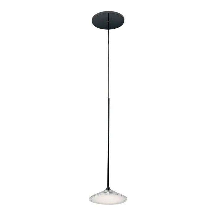 Sleek black and silver pendant light with a minimalist design and smooth white shade, perfect for modern decor.