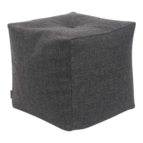 Gray textured cube ottoman with a minimalist design and subtle pattern. Perfect for modern decor.