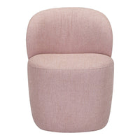 Blush pink textured chair with rounded design and soft upholstery, perfect for modern interiors.