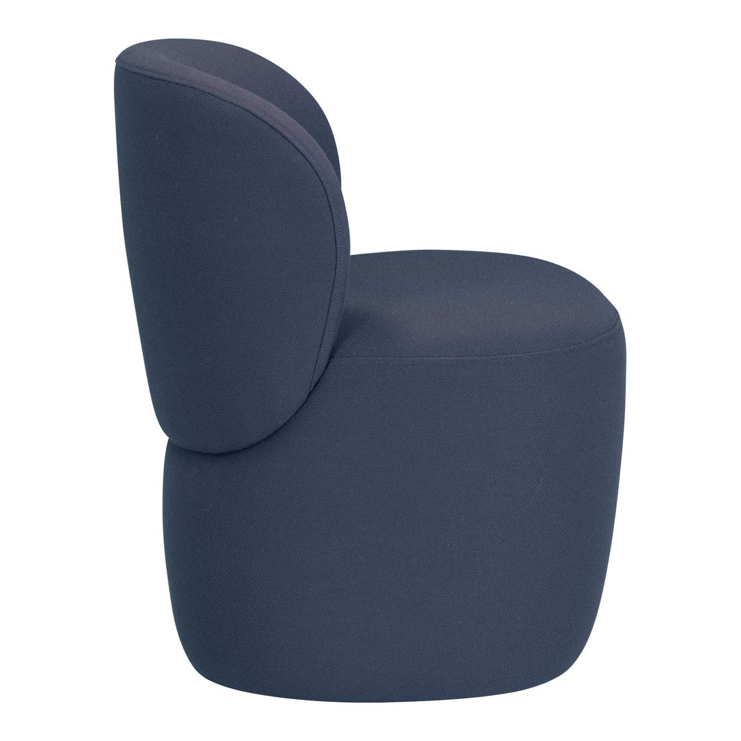 Navy blue ergonomic chair with a smooth, rounded silhouette and minimalistic design. Perfect for modern décor.