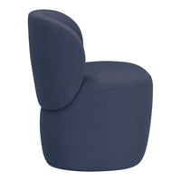 Navy blue ergonomic chair with a smooth, rounded silhouette and minimalistic design. Perfect for modern décor.