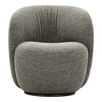 Gray textured armchair with a rounded design and subtle vertical pleats for added dimension. Ideal for modern decor.