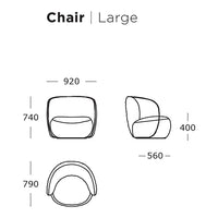 "Large chair line drawing, featuring smooth curves and modern design, ideal for contemporary interiors."