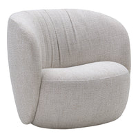 Light gray accent chair with subtle textured pattern and smooth, rounded design ideal for modern interiors.