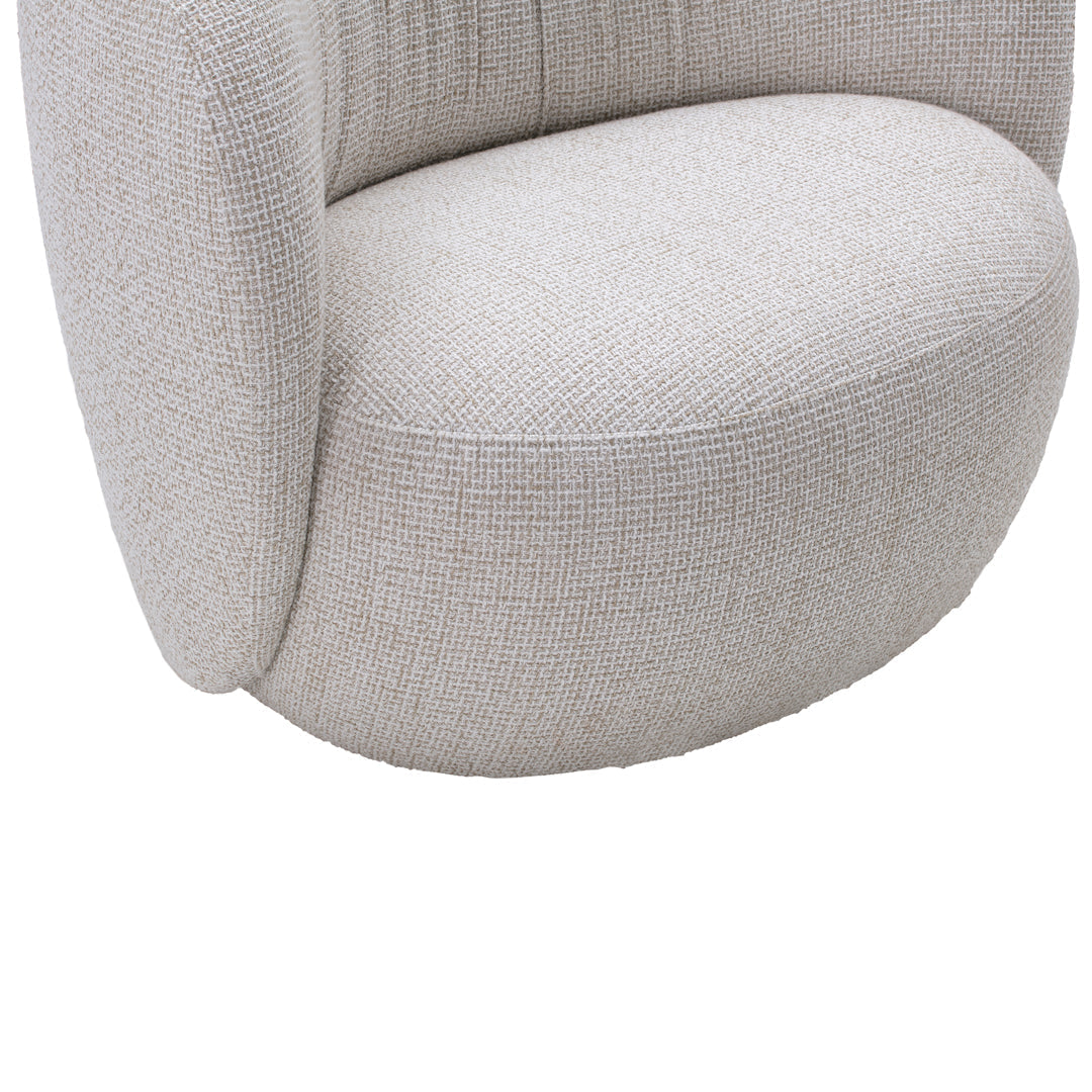 Light gray upholstered chair with a soft, textured fabric and smooth, curved silhouette. Perfect for modern decor.