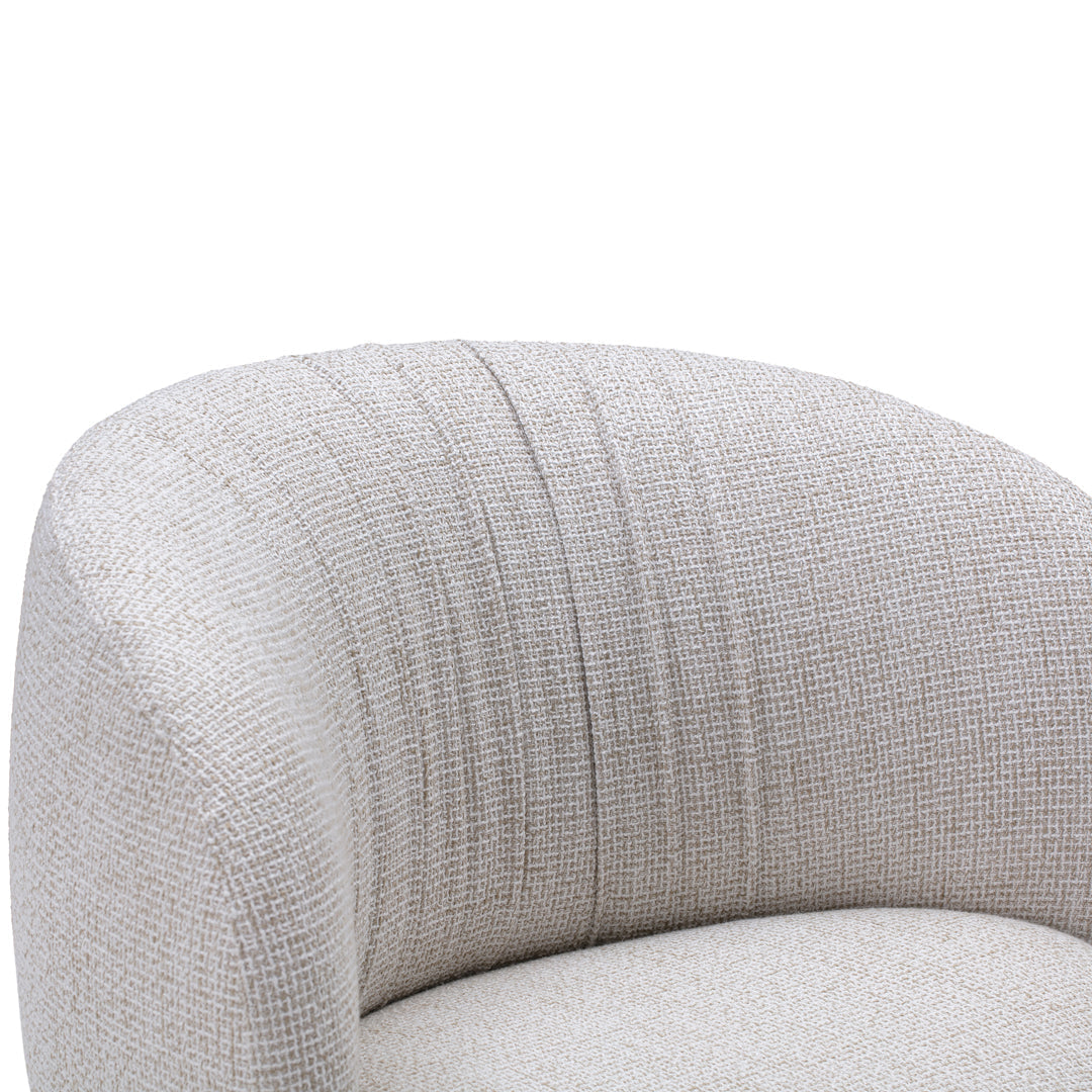 Light gray upholstery with subtle textured pattern and vertical stitching on a contemporary chair design.