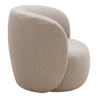 Beige boucle accent chair with a smooth, rounded shape and subtle texture, perfect for modern decor.