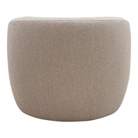 Neutral beige pouf with a soft texture and rounded shape, perfect for modern decor.