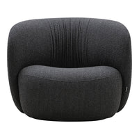 Sleek dark gray armchair with subtle textured vertical lines, offering a modern and cozy aesthetic.