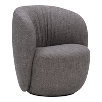 Gray upholstered chair with a modern curved design and subtle textured pattern. Perfect for contemporary interiors.