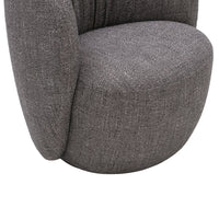 Gray upholstered chair with a soft, textured pattern, featuring rounded shapes and a modern design aesthetic.