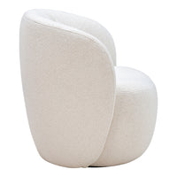 Soft off-white upholstered chair with a smooth, rounded shape and no visible patterns. Perfect for modern interiors.