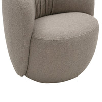 Gray textured fabric armchair with a smooth, rounded silhouette and plush upholstery, ideal for modern interiors.