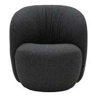 Black upholstered chair with a smooth, modern design and subtle textured pattern. Ideal for contemporary decor.