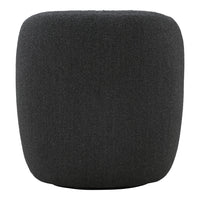 Black textured pouf with a soft, modern design, perfect for complementing contemporary decor.
