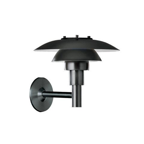Black wall lamp with sleek, modern design featuring layered shades and a matte finish. Perfect for contemporary interiors.