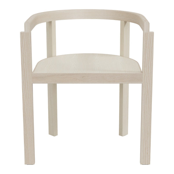 Light oak chair with a smooth, natural wood finish and a minimalist design, showcasing clean lines and subtle grain patterns.