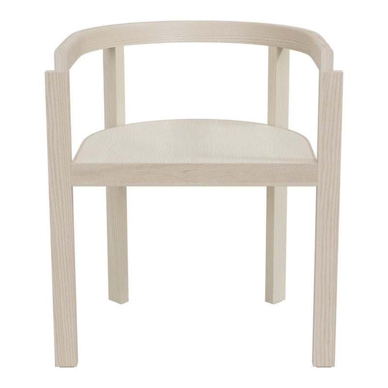 Light oak chair with a smooth, natural wood finish and a minimalist design, showcasing clean lines and subtle grain patterns.