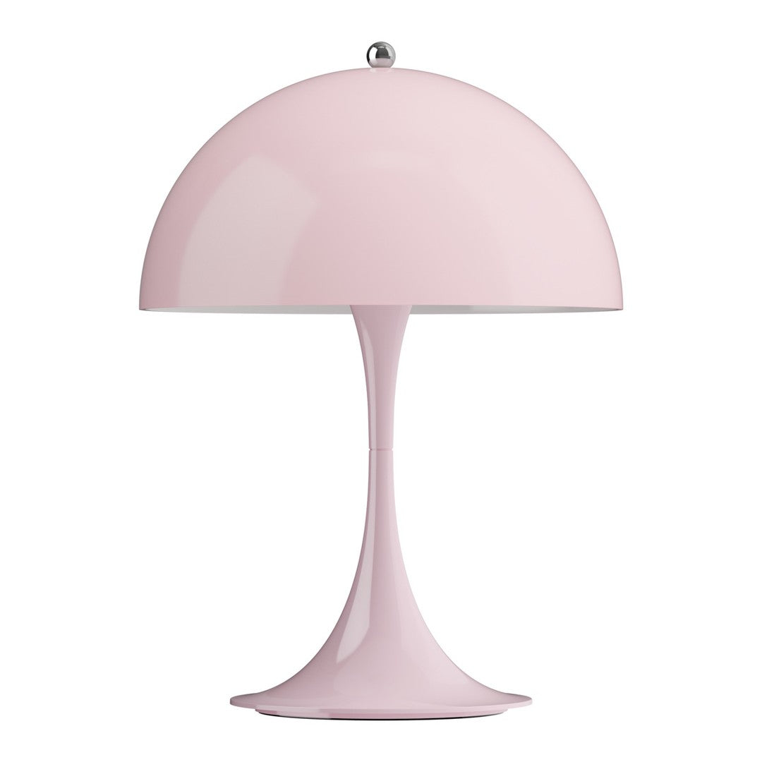 Pink Panthella table lamp with a white background