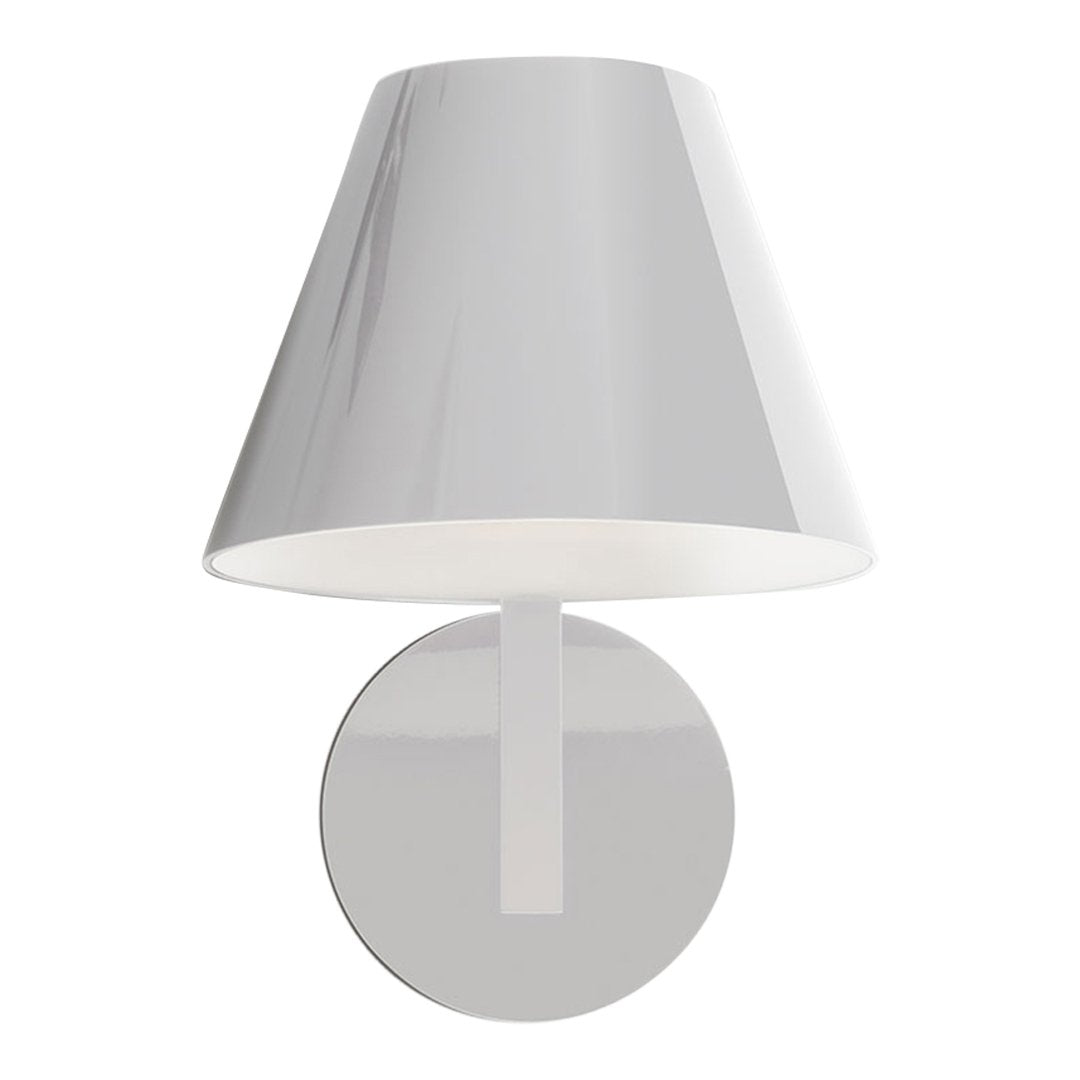 Sleek white wall lamp with a glossy finish and simple, modern design, perfect for contemporary decor.