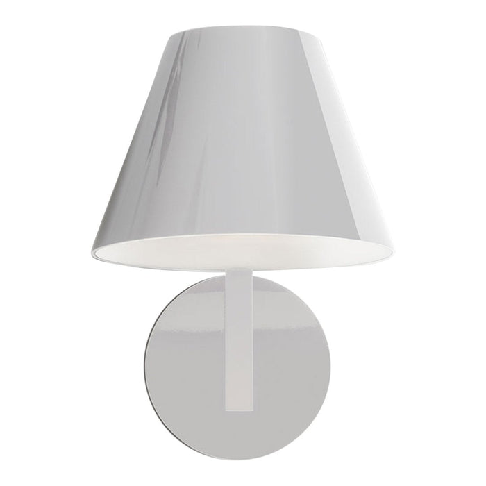 Sleek white wall lamp with a glossy finish and simple, modern design, perfect for contemporary decor.