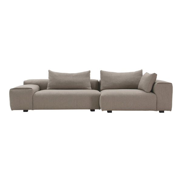 Light gray modern sofa with plush cushions and a smooth, minimalist design. Perfect for contemporary living spaces.