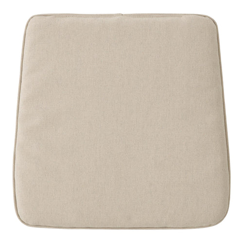 Beige square cushion with subtle textured pattern, perfect for accenting any outdoor or indoor space.