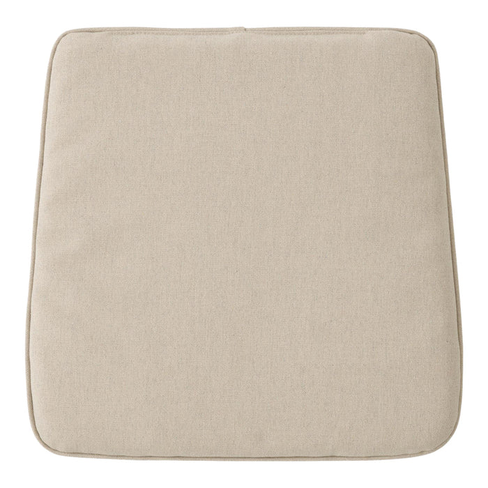 Beige square cushion with subtle textured pattern, perfect for accenting any outdoor or indoor space.