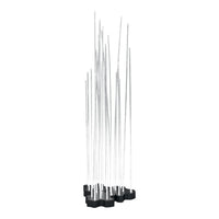 "Clear acrylic rods with a sleek black base, arranged in a modern, abstract formation."
