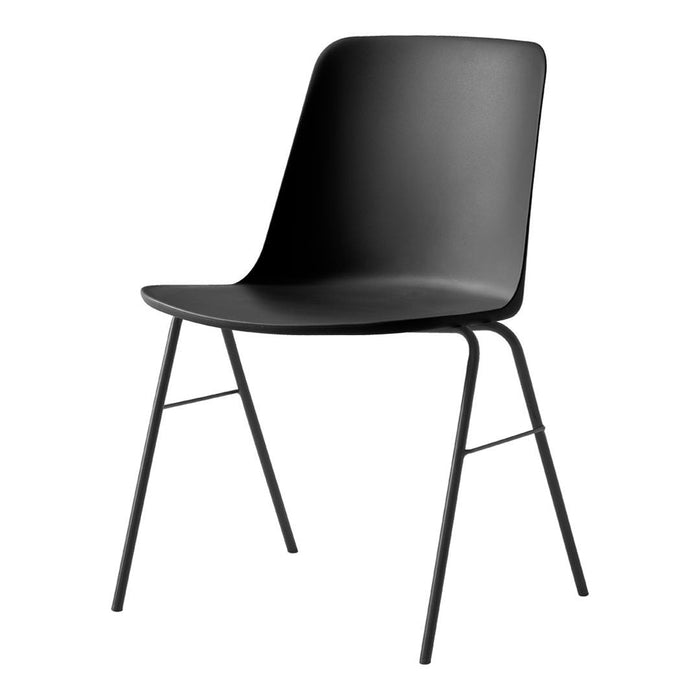 Sleek black chair with a minimalist design and smooth, modern lines. Perfect for contemporary interiors.