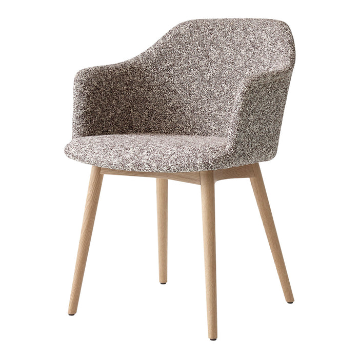 Textured gray and beige patterned chair with light wood legs, perfect for modern decor.