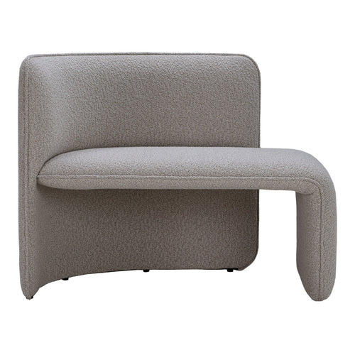 Grey textured contemporary chair with smooth, rounded edges and a minimalist design. Perfect for modern interiors.