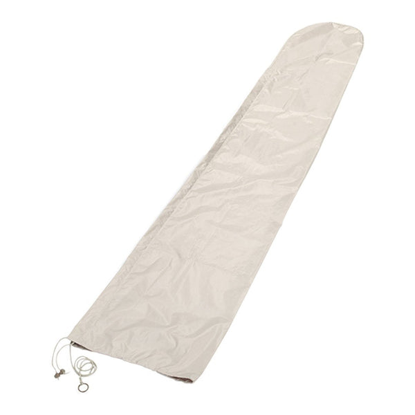 Light beige, smooth fabric storage bag with a sleek design and drawstring closure. Ideal for organized storage.