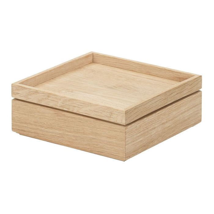 Natural light wood storage box with a minimalist square shape, featuring a smooth, unvarnished finish.