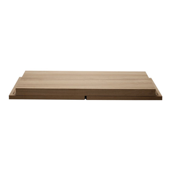 Natural wood serving board with a smooth, light tan finish and subtle grain patterns. Ideal for any kitchen style.