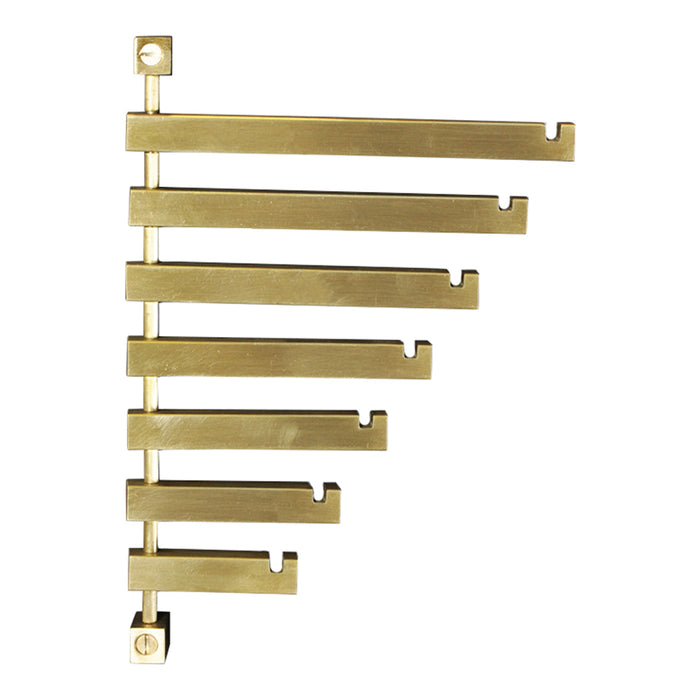 Brass wall art featuring sleek, horizontal bars in a modern design with a warm metallic finish.