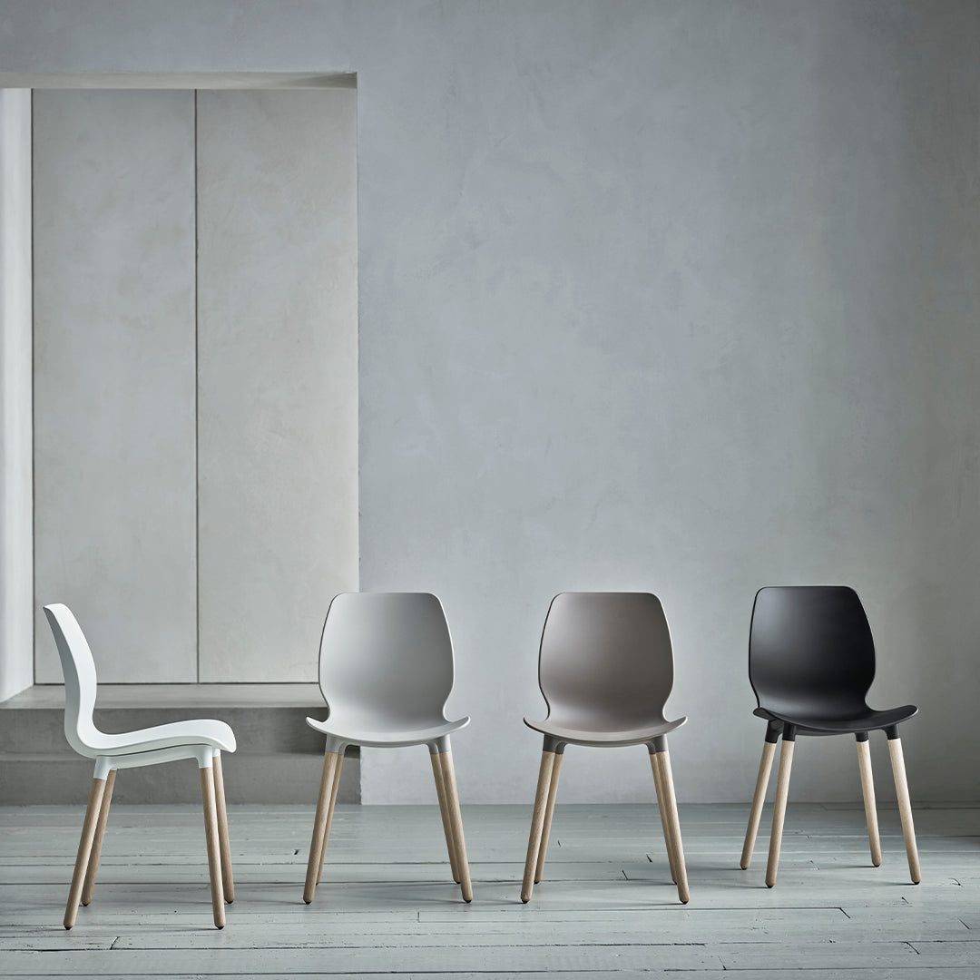 Seed Counter Chair - Upholstered - Steel Base, Black Lacquered