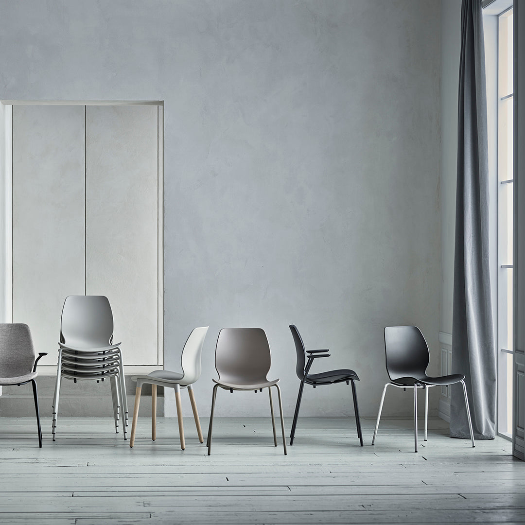 Seed Counter Chair - Upholstered - Steel Base, Black Lacquered